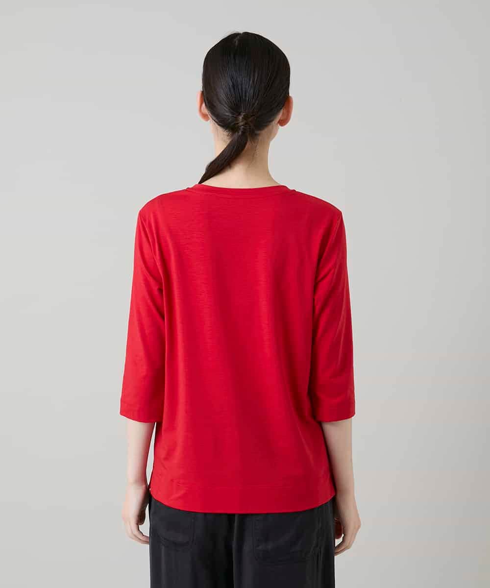 RSKGD07270 TRUNK HIROKO KOSHINO(ヒロココシノ) ウィンドウプリントカットソー/日本製/洗える レッド