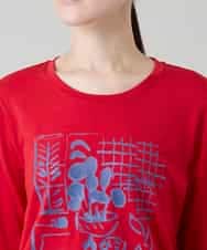 RSKGD07270 TRUNK HIROKO KOSHINO(ヒロココシノ) ウィンドウプリントカットソー/日本製/洗える レッド