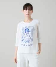 RSKGD07270 TRUNK HIROKO KOSHINO(ヒロココシノ) ウィンドウプリントカットソー/日本製/洗える ホワイト