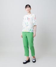 RSKGE04360 TRUNK HIROKO KOSHINO(ヒロココシノ) カラフルプリントシアーカットソー /洗える グリーン