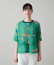 RSKGE04360 TRUNK HIROKO KOSHINO(ヒロココシノ) カラフルプリントシアーカットソー /洗える グリーン