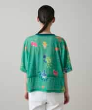 RSKGE04360 TRUNK HIROKO KOSHINO(ヒロココシノ) カラフルプリントシアーカットソー /洗える グリーン