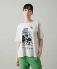 RSKGE06290 TRUNK HIROKO KOSHINO(ヒロココシノ) アーティスティックプリントカットソー /洗える ベージュ