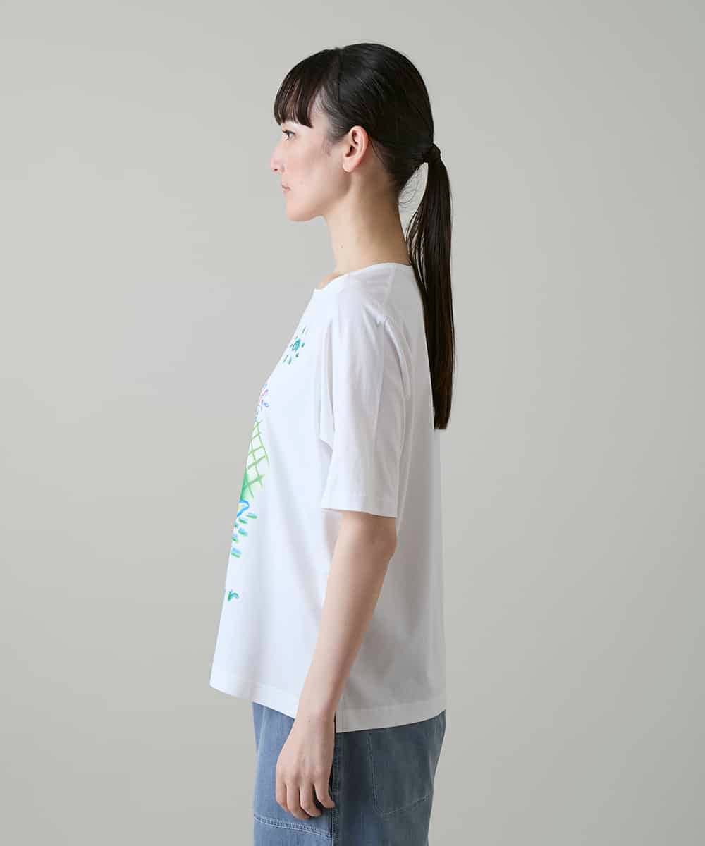 RSKGE06290 TRUNK HIROKO KOSHINO(ヒロココシノ) アーティスティックプリントカットソー /洗える ホワイト