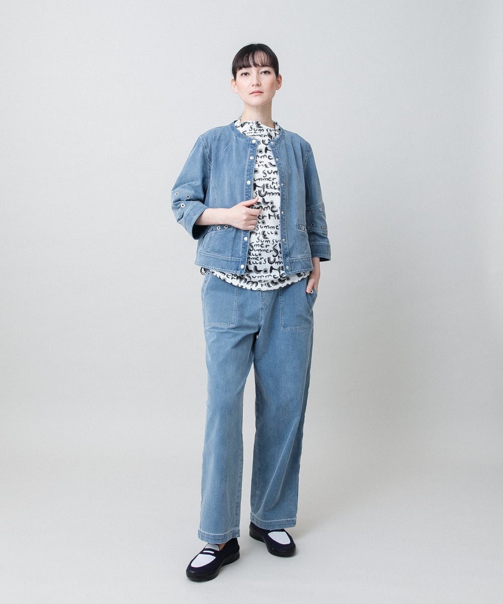 RSKGE07360 TRUNK HIROKO KOSHINO(ヒロココシノ) HELLO Summerロゴシアープルオーバー/日本製/洗える グリーン