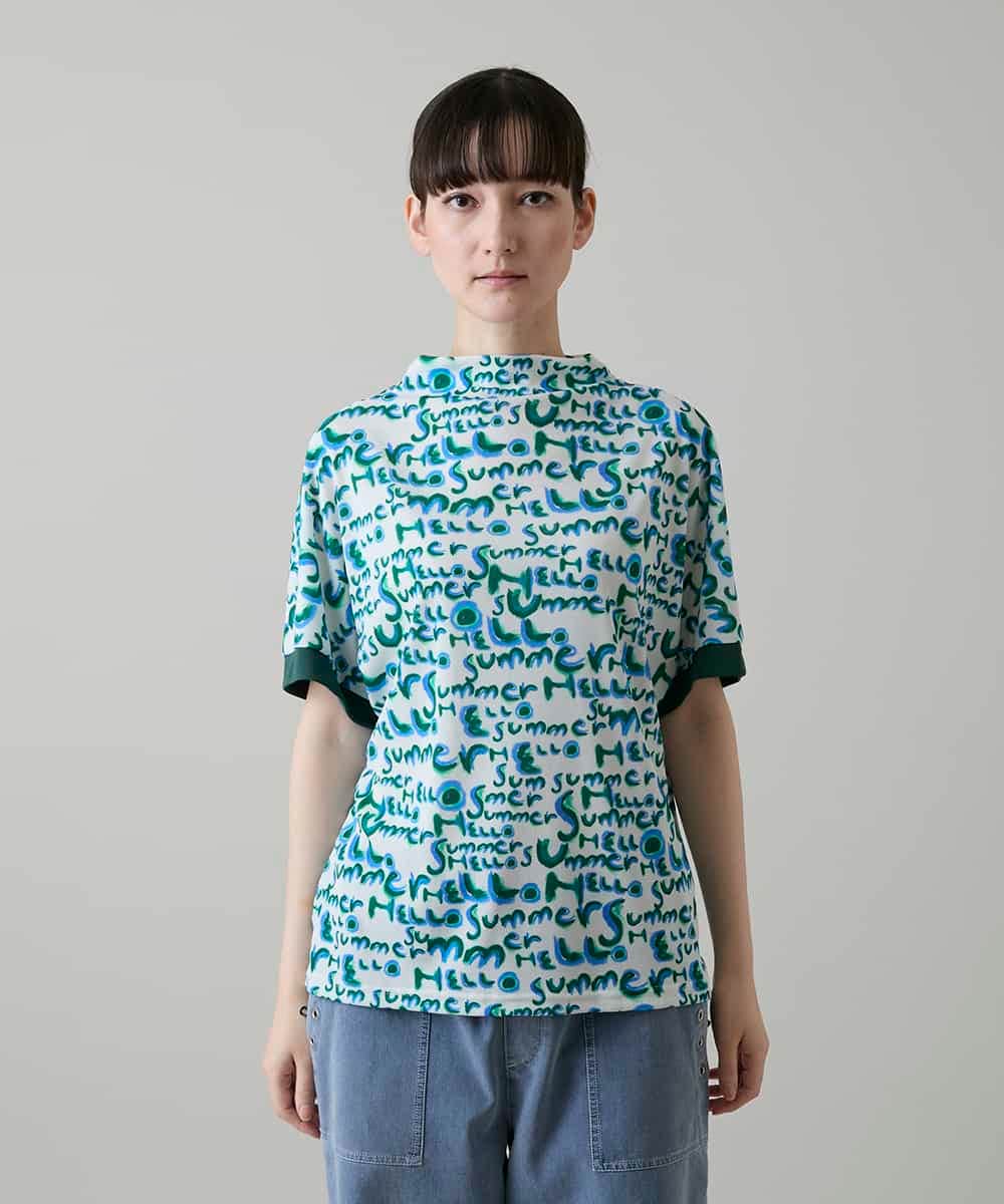 RSKGE07360 TRUNK HIROKO KOSHINO(ヒロココシノ) HELLO Summerロゴシアープルオーバー/日本製/洗える グリーン