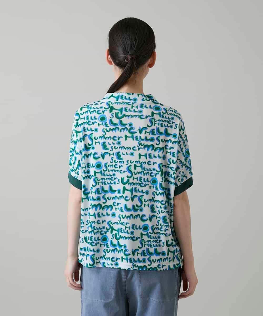 RSKGE07360 TRUNK HIROKO KOSHINO(ヒロココシノ) HELLO Summerロゴシアープルオーバー/日本製/洗える グリーン