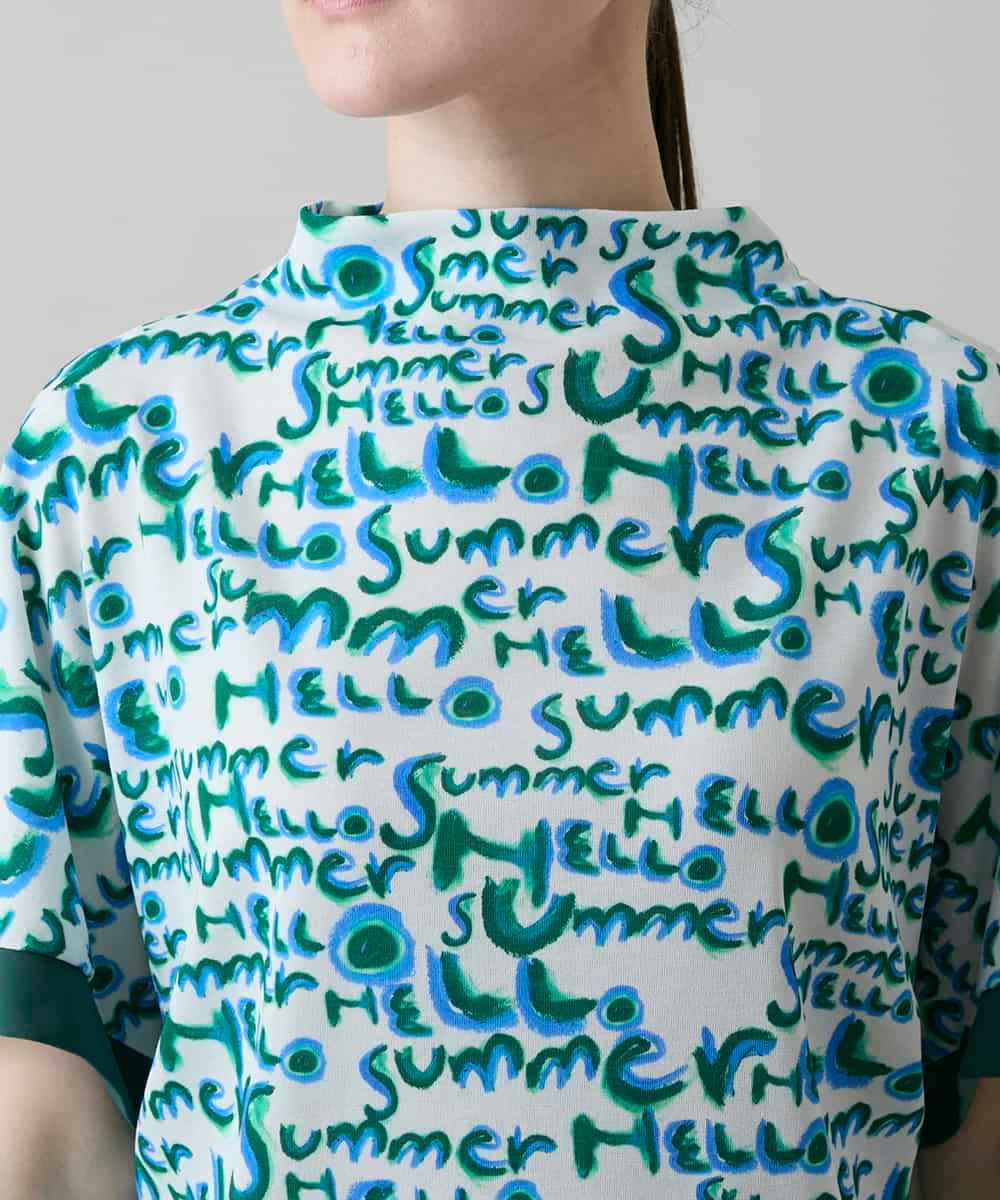 RSKGE07360 TRUNK HIROKO KOSHINO(ヒロココシノ) HELLO Summerロゴシアープルオーバー/日本製/洗える グリーン