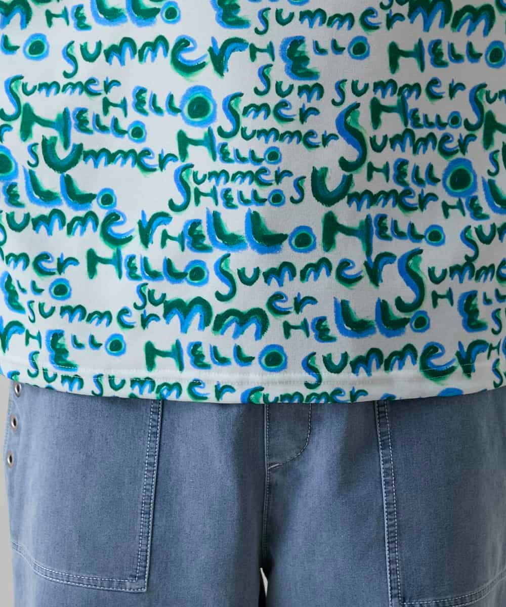 RSKGE07360 TRUNK HIROKO KOSHINO(ヒロココシノ) HELLO Summerロゴシアープルオーバー/日本製/洗える グリーン