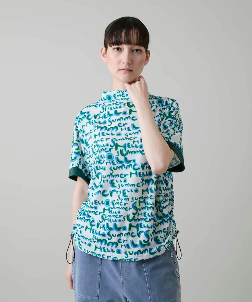 RSKGE07360 TRUNK HIROKO KOSHINO(ヒロココシノ) HELLO Summerロゴシアープルオーバー/日本製/洗える グリーン