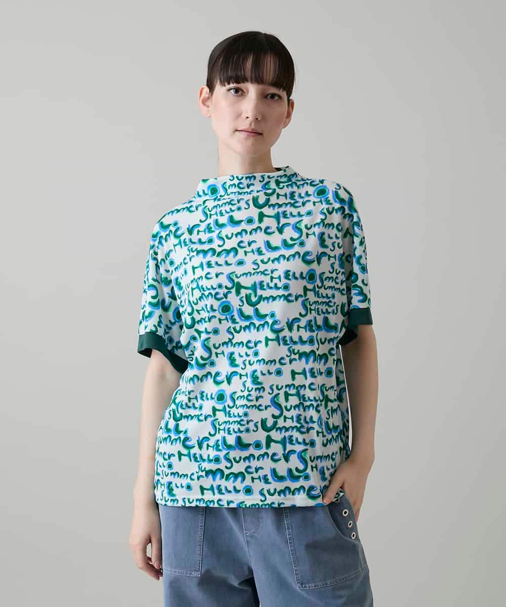RSKGE07360 TRUNK HIROKO KOSHINO(ヒロココシノ) HELLO Summerロゴシアープルオーバー/日本製/洗える グリーン
