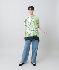 RSKGE14430 TRUNK HIROKO KOSHINO(ヒロココシノ) カモメグラフィックチュニック/日本製/洗える グリーン