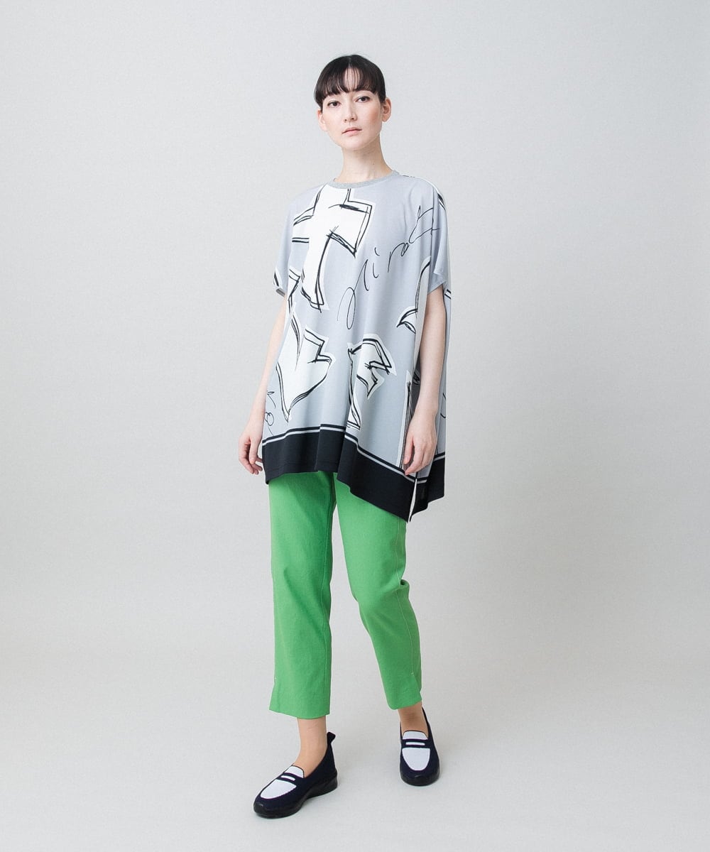 RSKGE14430 TRUNK HIROKO KOSHINO(ヒロココシノ) カモメグラフィックチュニック/日本製/洗える グリーン