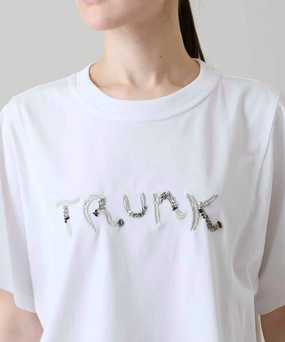 RSKGE15230 TRUNK HIROKO KOSHINO(ヒロココシノ) エンブロイダリーロゴデザインカットソー /洗える ホワイト