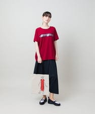 RSKGE16290 TRUNK HIROKO KOSHINO(ヒロココシノ) スパンコールラインドルマンカットソー/日本製/洗える レッド