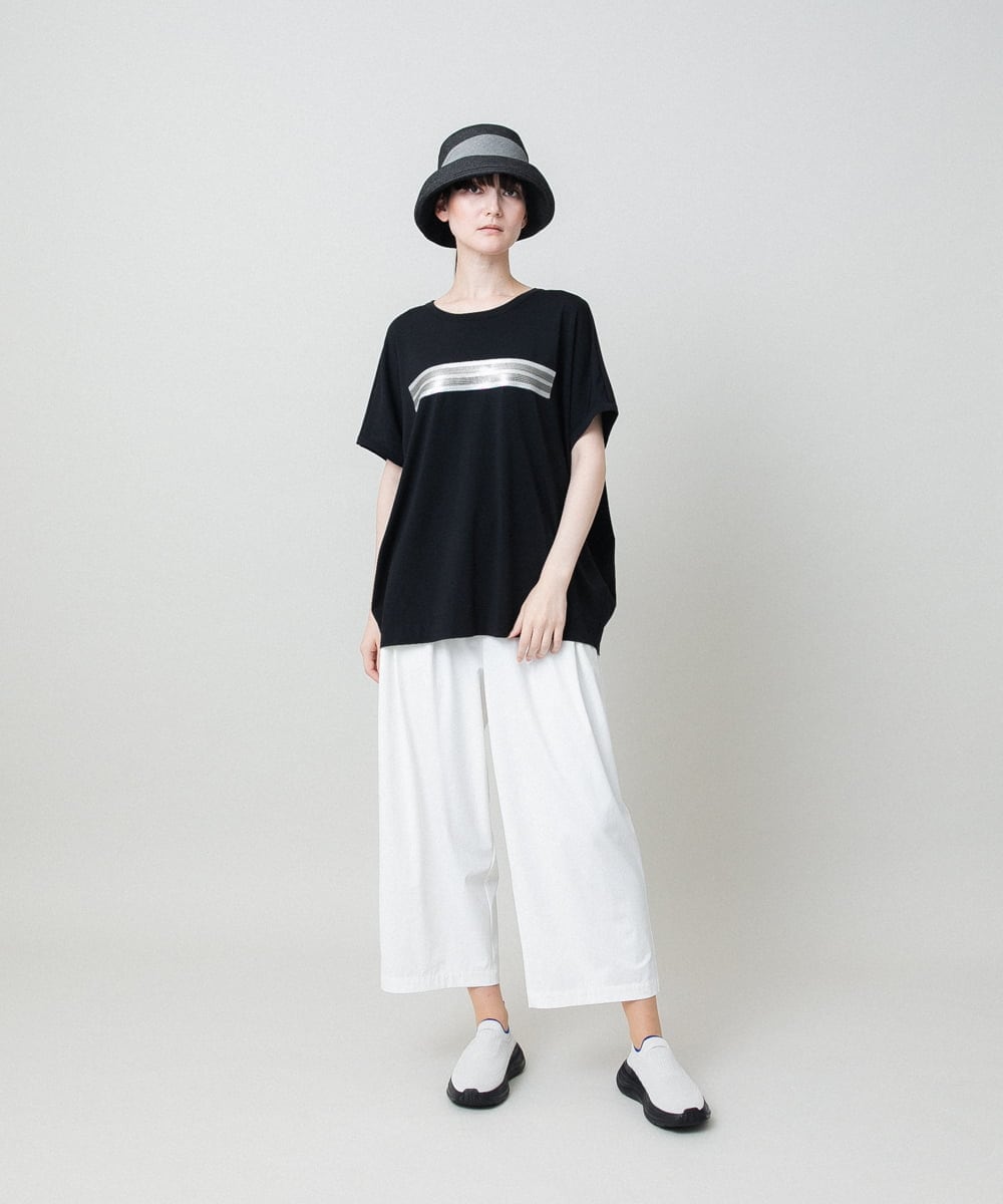 RSKGE16290 TRUNK HIROKO KOSHINO(ヒロココシノ) スパンコールラインドルマンカットソー/日本製/洗える レッド
