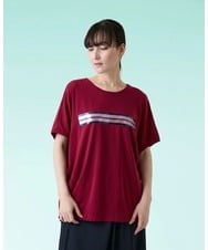 RSKGE16290 TRUNK HIROKO KOSHINO(ヒロココシノ) スパンコールラインドルマンカットソー/日本製/洗える レッド
