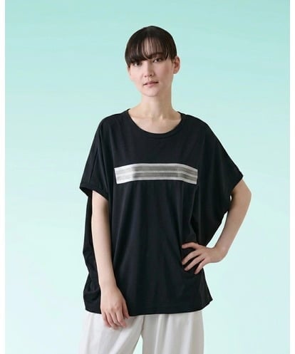 RSKGE16290 TRUNK HIROKO KOSHINO スパンコールラインドルマンカットソー/日本製/洗える