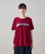 RSKGE16290 TRUNK HIROKO KOSHINO(ヒロココシノ) スパンコールラインドルマンカットソー/日本製/洗える レッド