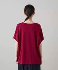 RSKGE16290 TRUNK HIROKO KOSHINO(ヒロココシノ) スパンコールラインドルマンカットソー/日本製/洗える レッド