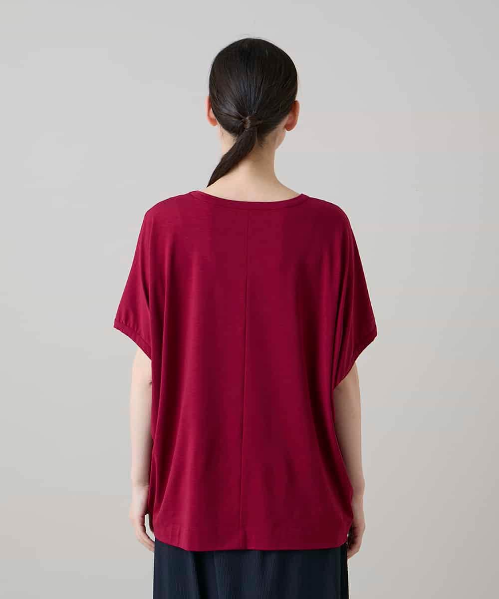 RSKGE16290 TRUNK HIROKO KOSHINO(ヒロココシノ) スパンコールラインドルマンカットソー/日本製/洗える レッド