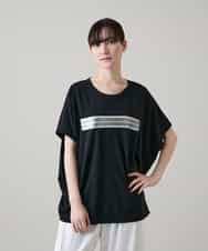 RSKGE16290 TRUNK HIROKO KOSHINO(ヒロココシノ) スパンコールラインドルマンカットソー/日本製/洗える ブラック