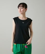 RSKGE19160 TRUNK HIROKO KOSHINO(ヒロココシノ) スタッズロゴデザインタンクトップ/日本製/洗える ブラック