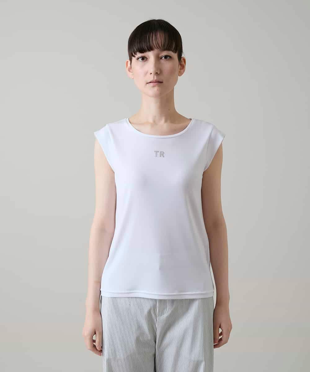 RSKGE19160 TRUNK HIROKO KOSHINO(ヒロココシノ) スタッズロゴデザインタンクトップ/日本製/洗える ホワイト