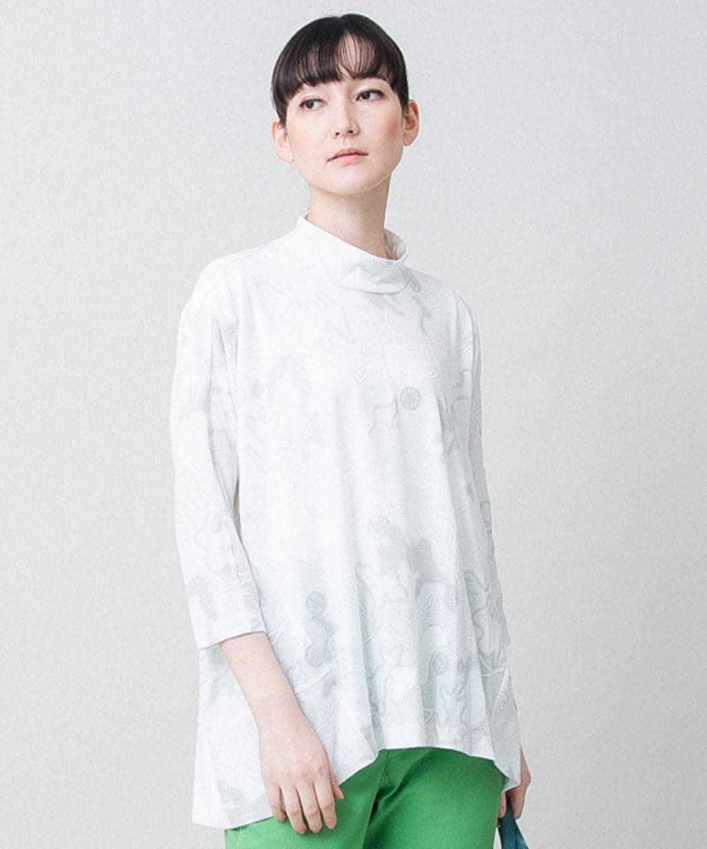 RSKGF30360 TRUNK HIROKO KOSHINO(ヒロココシノ) ドット×迷彩モチーフデザインプルオーバー /日本製/洗える ホワイト