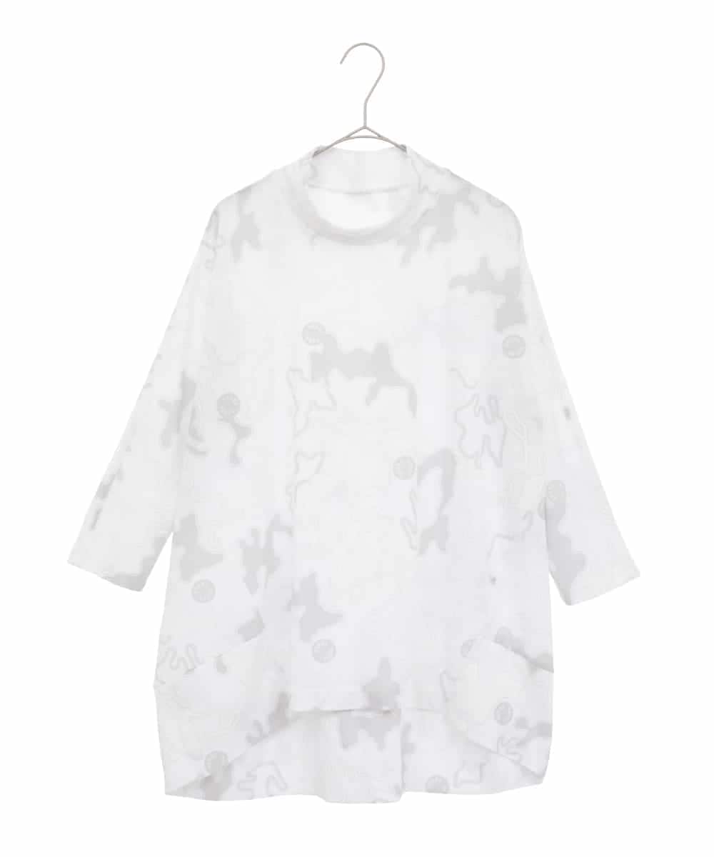 RSKGF30360 TRUNK HIROKO KOSHINO(ヒロココシノ) ドット×迷彩モチーフデザインプルオーバー /日本製/洗える ホワイト