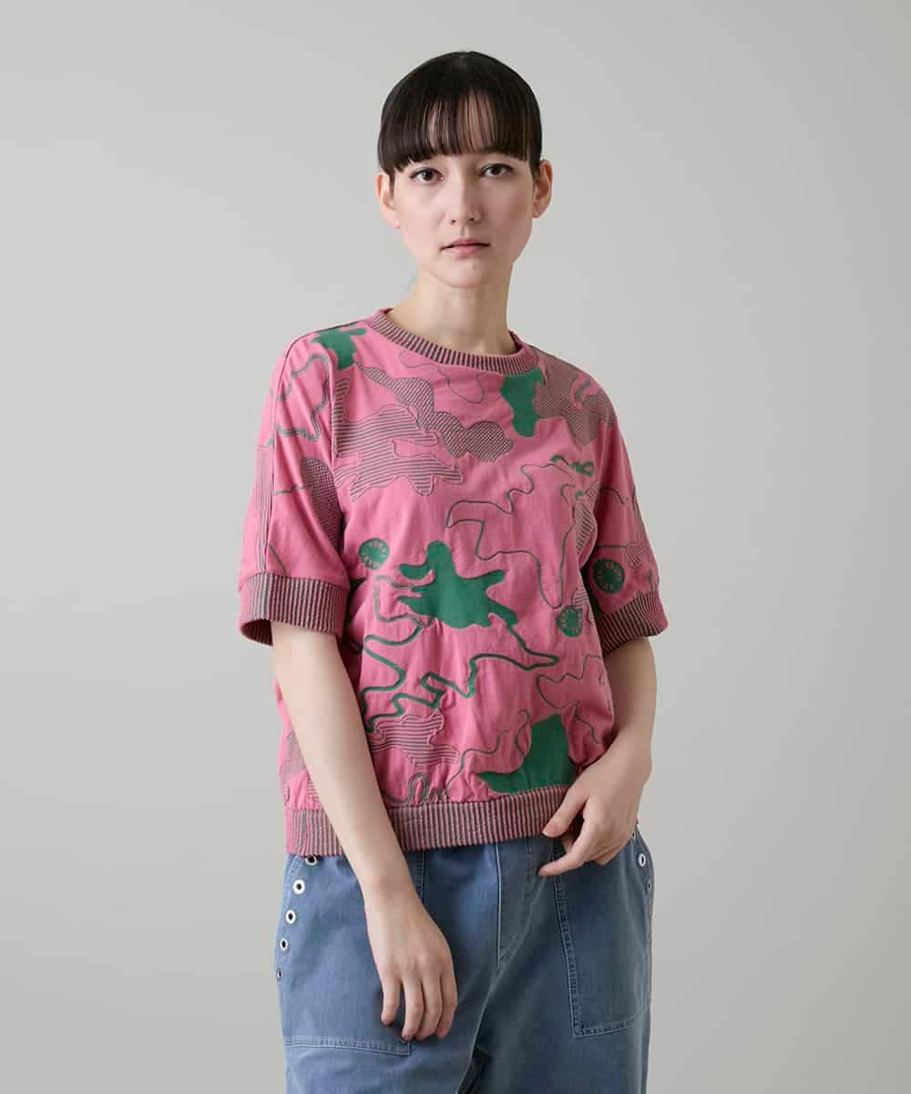 RSKGF31390 TRUNK HIROKO KOSHINO(ヒロココシノ) ニュアンスモチーフデザインプルオーバー/日本製 ピンク