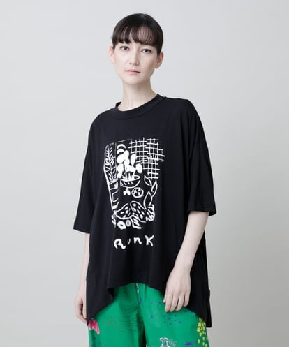 RSKGF52360 TRUNK HIROKO KOSHINO 【WEB/京王百貨店新宿店限定】アートモチーフベア天竺チュニック /日本製/洗える