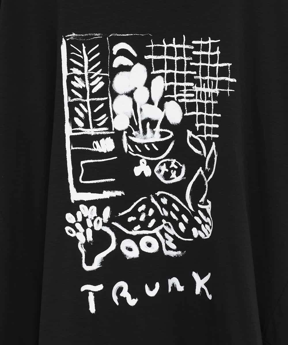 RSKGF52360 TRUNK HIROKO KOSHINO(ヒロココシノ) アートモチーフベア天竺チュニック /日本製/洗える ブラック