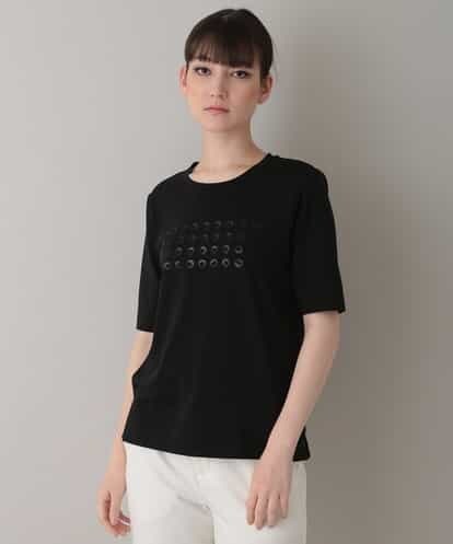 RSKGL07190 HIROKO KOSHINO 【洗える/日本製】ドットスパンコールTシャツ