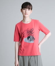 RSKGR40240 TRUNK HIROKO KOSHINO(ヒロココシノ) 【洗濯機で洗える/日本製】オリジナル絵画プリントTシャツ ピンク