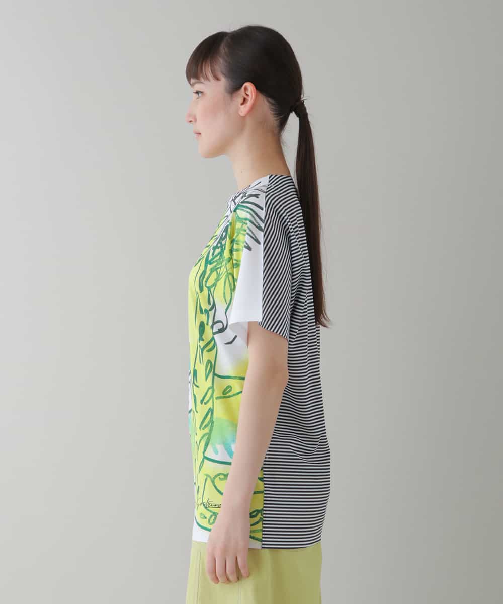 RSKGT20200 TRUNK HIROKO KOSHINO(ヒロココシノ) 【洗濯機で洗える/日本製】絵画プリントTシャツ イエロー