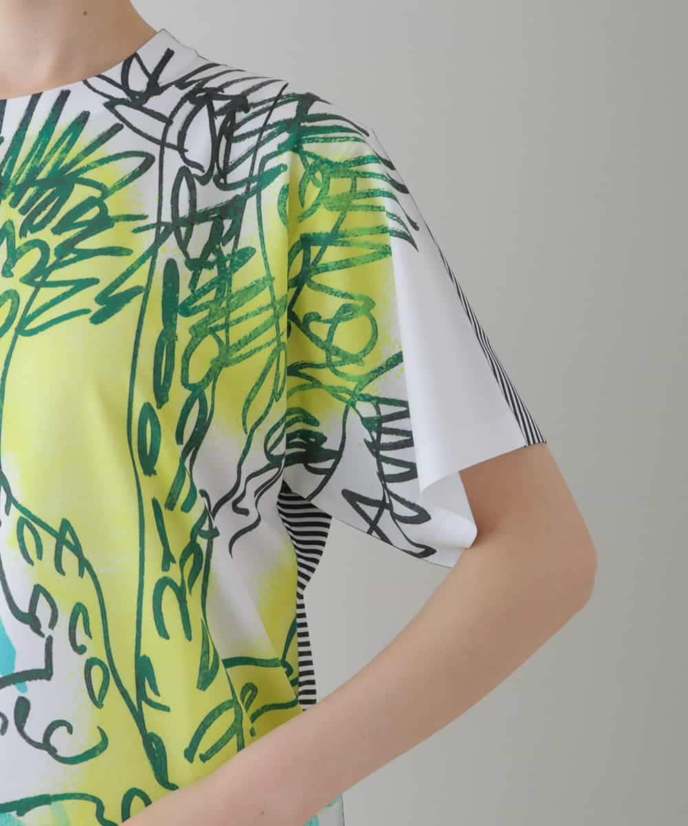 RSKGT20200 TRUNK HIROKO KOSHINO(ヒロココシノ) 【洗濯機で洗える/日本製】絵画プリントTシャツ イエロー