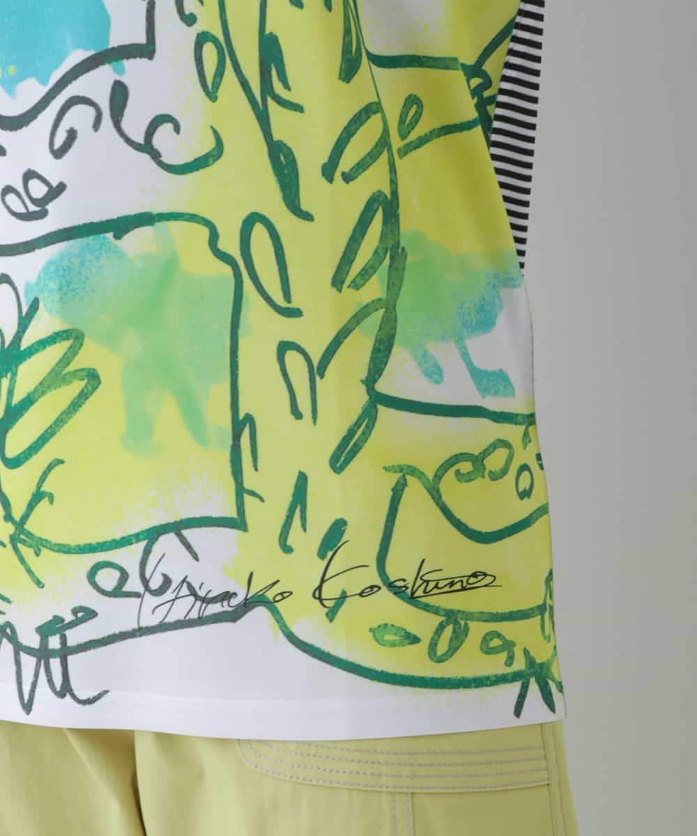 RSKGT20200 TRUNK HIROKO KOSHINO(ヒロココシノ) 【洗濯機で洗える/日本製】絵画プリントTシャツ イエロー
