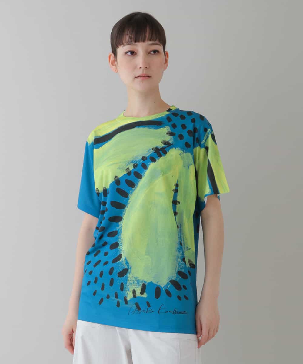 RSKGT20200 TRUNK HIROKO KOSHINO(ヒロココシノ) 【洗濯機で洗える/日本製】絵画プリントTシャツ グリーン