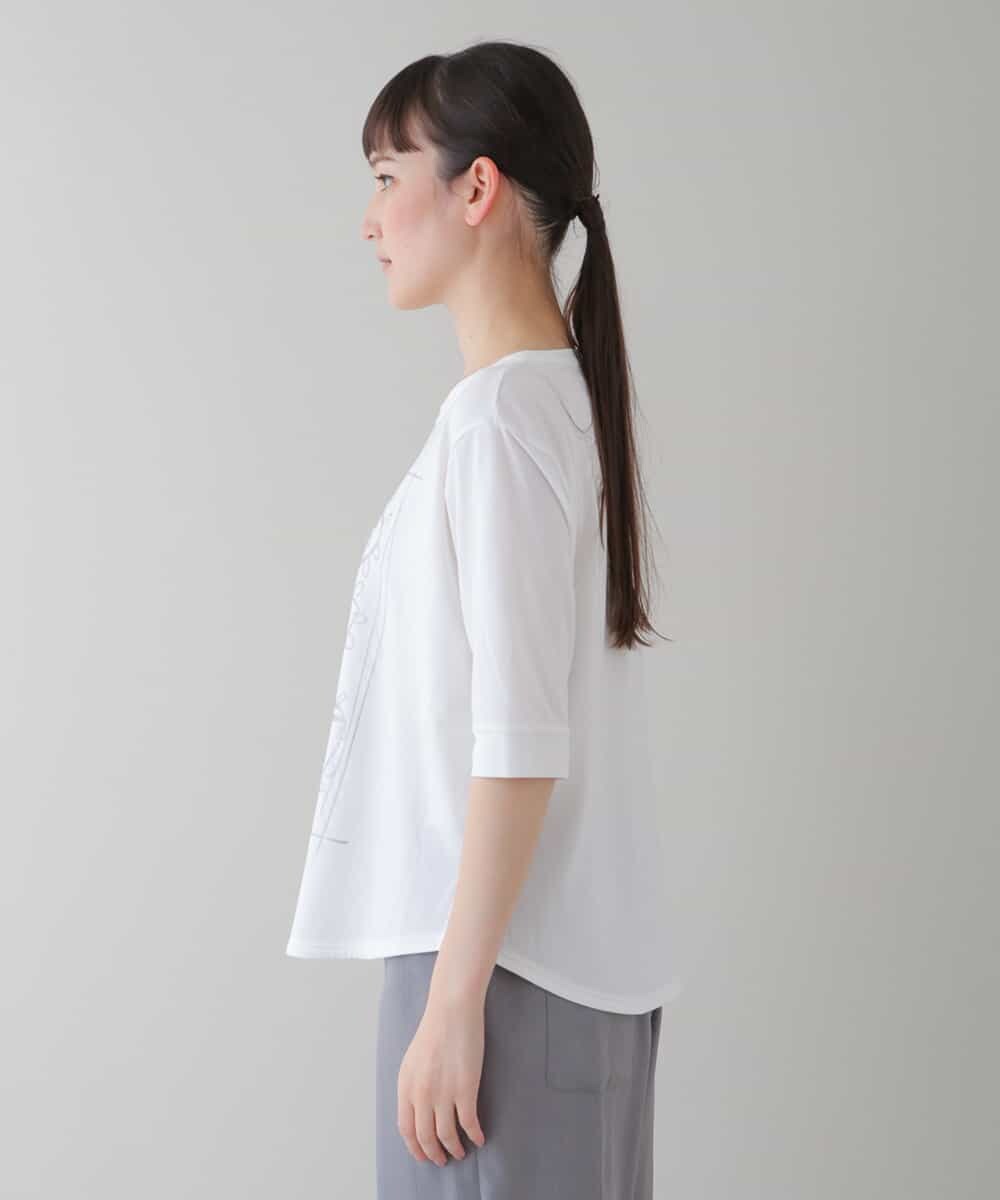 RSKGT21290 TRUNK HIROKO KOSHINO(ヒロココシノ) 【洗濯機で洗える/日本製】ベア天竺ツリーモチーフカットソー ホワイト