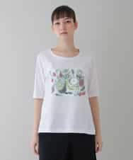 RSKGU14290 TRUNK HIROKO KOSHINO(ヒロココシノ) 【洗濯機で洗える/日本製】フルーツ柄スパンコールギミックTシャツ ホワイト