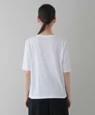 RSKGU14290 TRUNK HIROKO KOSHINO(ヒロココシノ) 【洗濯機で洗える/日本製】フルーツ柄スパンコールギミックTシャツ ホワイト