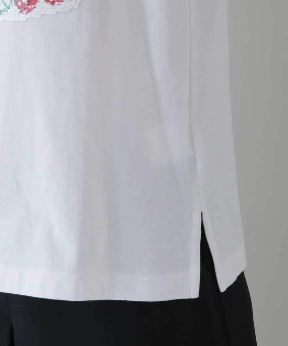 RSKGU14290 TRUNK HIROKO KOSHINO(ヒロココシノ) 【洗濯機で洗える/日本製】フルーツ柄スパンコールギミックTシャツ ホワイト
