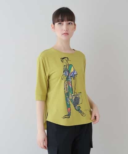 RSKGU17280 TRUNK HIROKO KOSHINO 【洗える/日本製】イラストアート七分丈Tシャツ