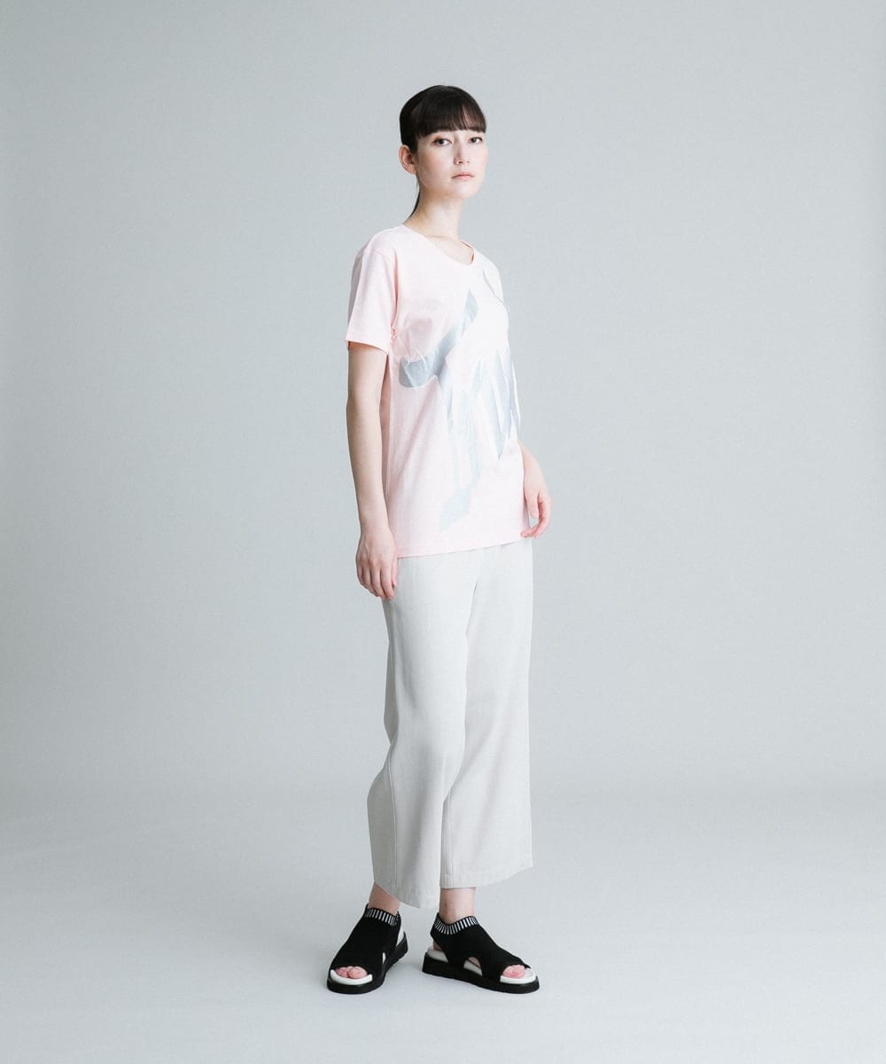 RSKGU50150 TRUNK HIROKO KOSHINO(ヒロココシノ) 【洗濯機で洗える/日本製】グリッターロゴデザインTシャツ グリーン
