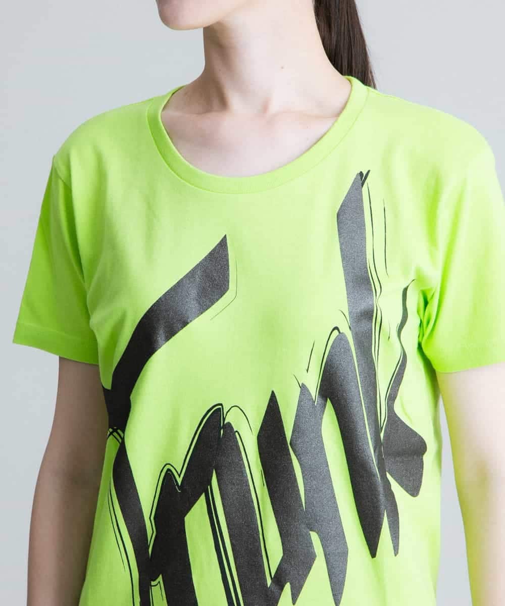 RSKGU50150 TRUNK HIROKO KOSHINO(ヒロココシノ) 【洗濯機で洗える/日本製】グリッターロゴデザインTシャツ グリーン