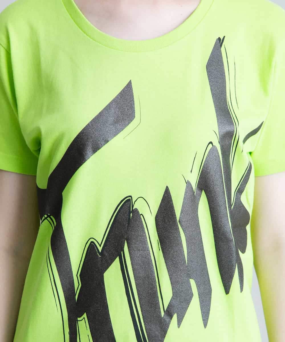 RSKGU50150 TRUNK HIROKO KOSHINO(ヒロココシノ) 【洗濯機で洗える/日本製】グリッターロゴデザインTシャツ グリーン