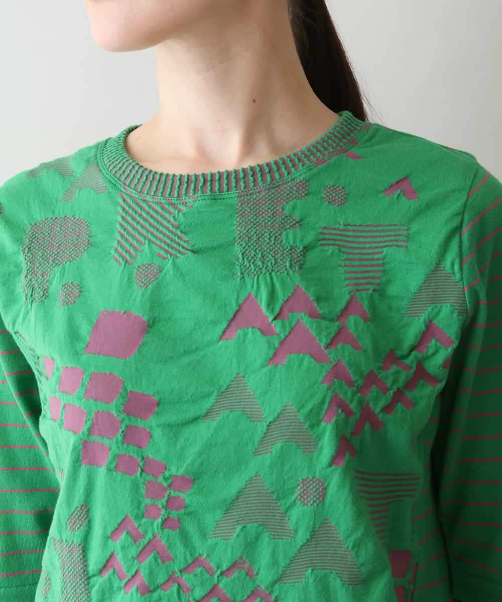 RSKGW06290 TRUNK HIROKO KOSHINO(ヒロココシノ) 切り替えジョイントデザインプルオーバー/日本製/洗える グリーン