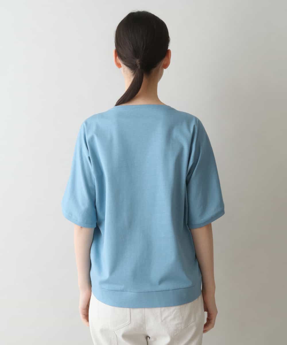 RSKGW15270 TRUNK HIROKO KOSHINO(ヒロココシノ) スプレーロゴプリントTシャツ/日本製/洗える ライトブルー