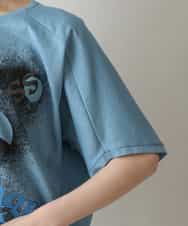 RSKGW15270 TRUNK HIROKO KOSHINO(ヒロココシノ) スプレーロゴプリントTシャツ/日本製/洗える ライトブルー